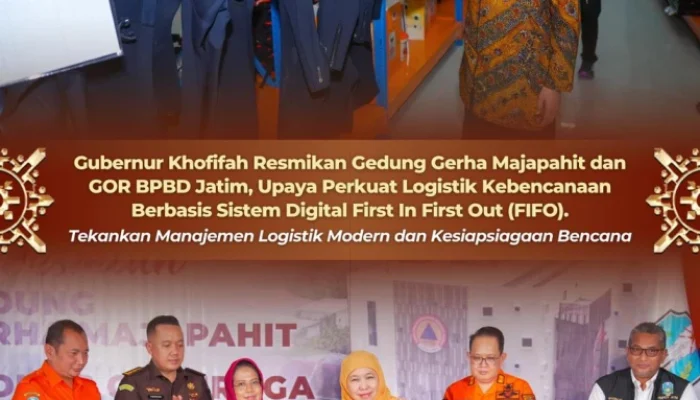 Gubernur Khofifah Resmikan Gerha Majapahit, Tekankan Sistem FIFO untuk Logistik Kebencanaan