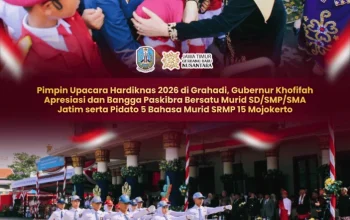 Gubernur Khofifah Apresiasi Pidato 5 Bahasa Siswa SRMP 15 Mojokerto Saat Hardiknas 2026