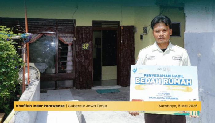 Gubernur Khofifah Tinjau Hasil Bedah Rumah Satpam SMAN 2 Surabaya, Bukti Kepedulian Hunian Layak Insan Pendidikan Jatim