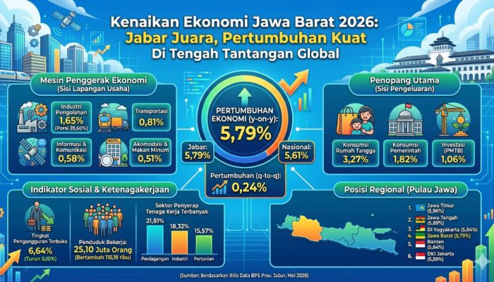 Ekonomi Jabar Melesat 5,79 Persen di Awal 2026, Industri Masih Dominan