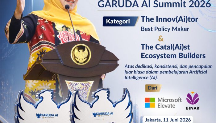 Gubernur Khofifah Antar Jatim Sabet Dua Penghargaan Nasional di GARUDA AI Impact Summit 2026