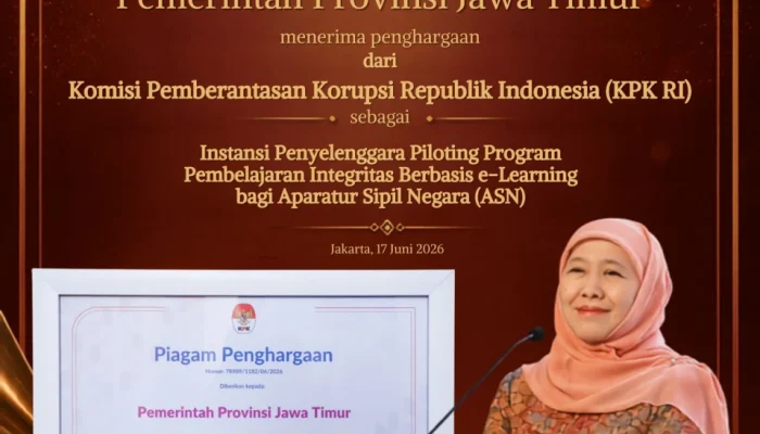 Gubernur Khofifah: Penghargaan KPK RI Memacu Jatim Tingkatkan Budaya Integritas ASN