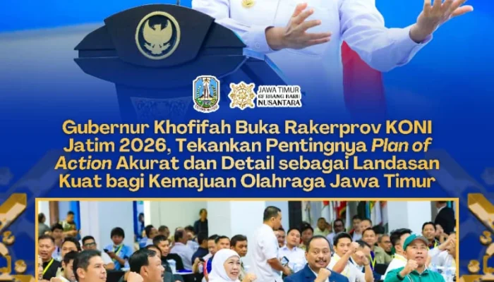 Gubernur Khofifah Resmikan Rakerprov KONI Jatim 2026, Soroti Pentingnya Jejaring dan Kolaborasi