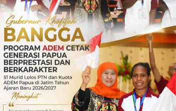 Gubernur     Khofifah Bangga, Program ADEM Jatim Cetak 51 Siswa Papua Lolos PTN