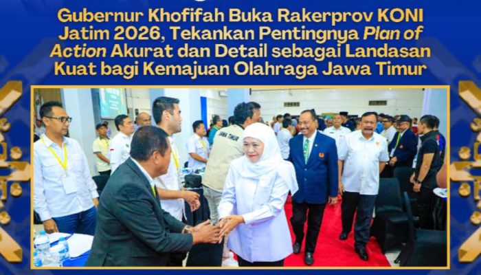 Rakerprov KONI Jatim 2026 Dibuka Gubernur Khofifah Indar Parawansa, Fokus Bangun SDM dan Jejaring