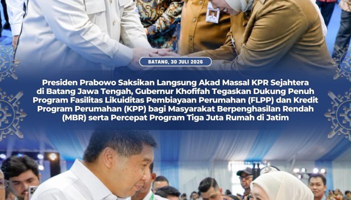 Di Hadapan Presiden Prabowo, Gubernur Khofifah Tegaskan Komitmen Jatim Wujudkan Hunian Layak dan Terjangkau
