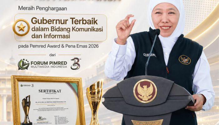 Gubernur Khofifah Raih Penghargaan Pimred Award 2026 Kategori Komunikasi dan Informasi Publik