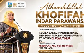 Gubernur Khofifah Dinobatkan Persagi atas Keberhasilan Menurunkan Stunting di Jawa Timu