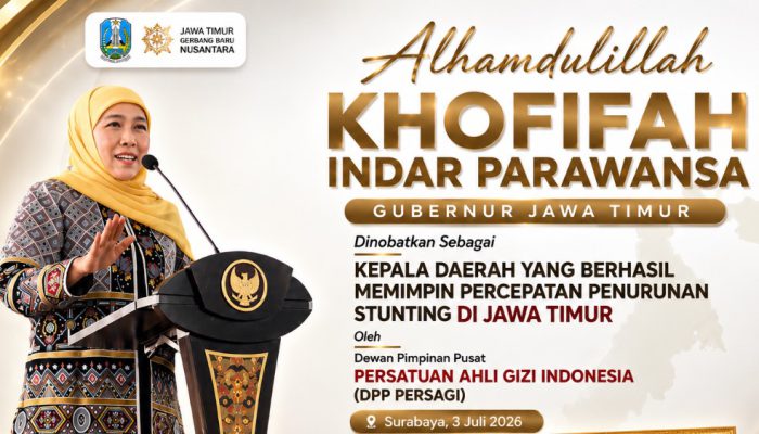 Gubernur Khofifah Dinobatkan Persagi atas Keberhasilan Menurunkan Stunting di Jawa Timu