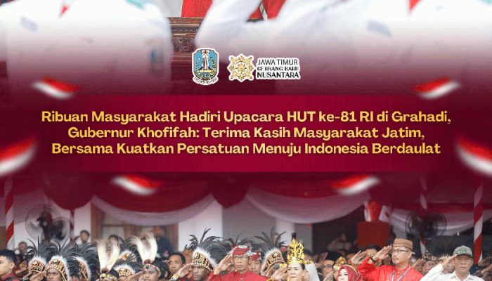 Khofifah Apresiasi Ribuan Warga Hadiri Penurunan Bendera HUT ke-81 RI di Grahadi