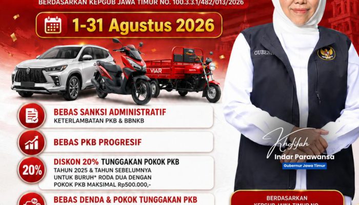 Gubernur Khofifah Tebar Kado Kemerdekaan, Pembebasan Pajak Daerah Agustus 2026 Perkuat Kesejahteraan dan Kemandirian Fiskal Jatim