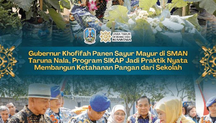 Panen Sayur di SMAN Taruna Nala, Gubernur Khofifah Dorong Ketahanan Pangan Berbasis Sekolah