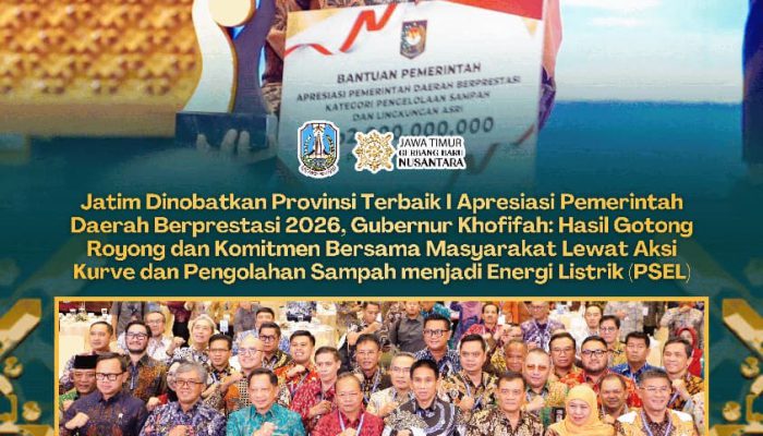 Gubernur Khofifah Dorong Pengelolaan Sampah Berkelanjutan, Jatim Raih Penghargaan Terbaik I Kemendagri