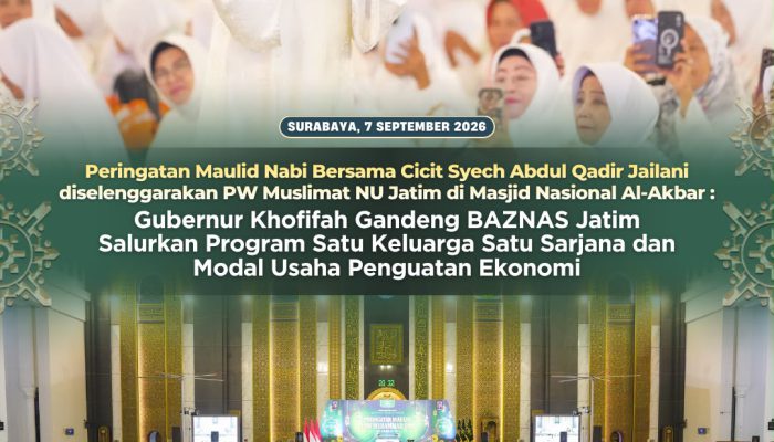 Maulid Nabi Bersama Cicit Syech Abdul Qadir Jailani, Khofifah Perkuat Sinergi Muslimat NU dan BAZNAS Jatim