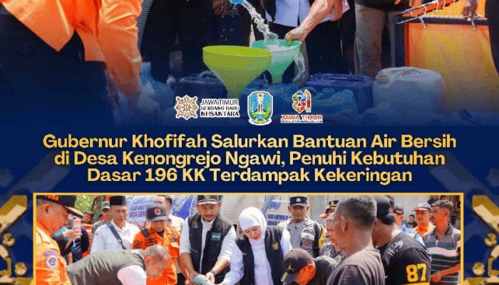 Khofifah Perkuat Penanganan Kekeringan di Ngawi, Ratusan Warga Terima Bantuan Air Bersih