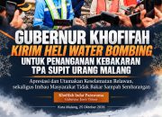 Khofifah Tinjau Kebakaran TPA Supit Urang, 21 Ribu Liter Air Dikerahkan Lewat Water Bombing