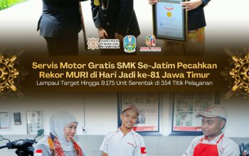Lampaui Target 1.075 Unit, Servis Motor Gratis SMK Jatim Resmi Catat Rekor MURI