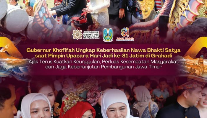 Khofifah Pimpin Upacara HUT ke-81 Jatim, Kemiskinan Turun dan Pengangguran Tercatat 3,42 Persen